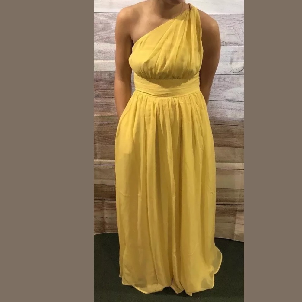 Tevolio Yellow One Shoulder Formal Dress NWT